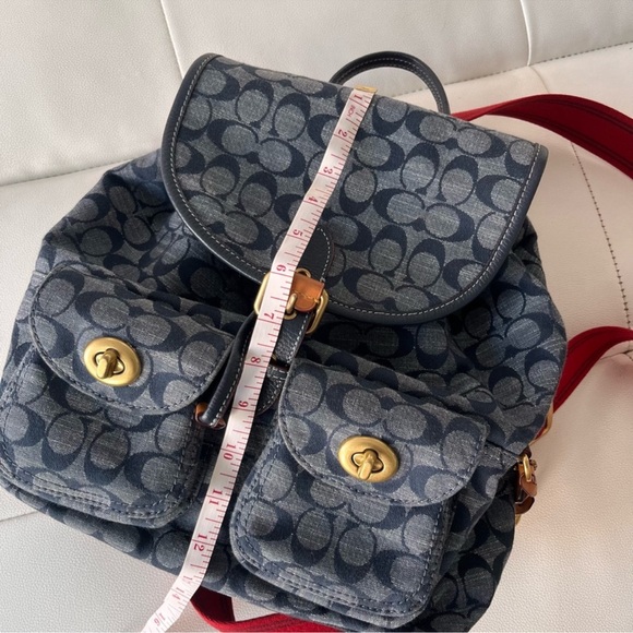 🐎COACH CARGO🐎  DENIM SIGNATURE CANVAS BACKPACK - Picture 13 of 14